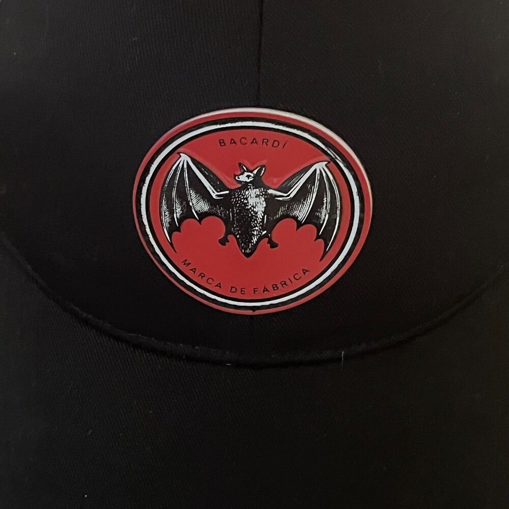 Bacardi Rum Red Black Bat Logo Adjustable Snapback Mesh Trucker Baseball Hat Cap - Picture 3 of 8